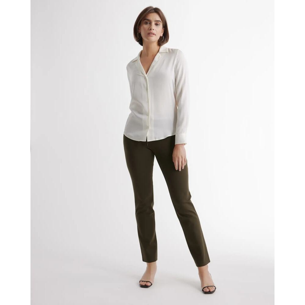 Quince Ultra Stretch Ponte Straight Leg Olive Pants New Medium